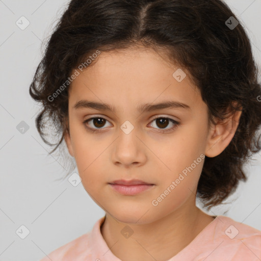 Neutral white child female with medium  brown hair and brown eyes