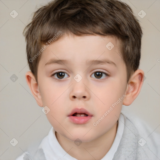 Neutral white child male with short  brown hair and brown eyes