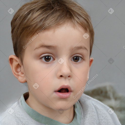 Neutral white child male with short  brown hair and brown eyes