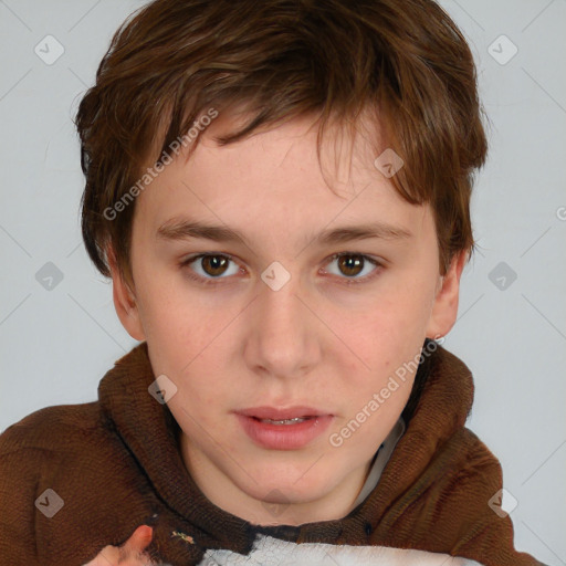 Neutral white child male with short  brown hair and brown eyes