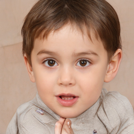 Neutral white child male with short  brown hair and brown eyes