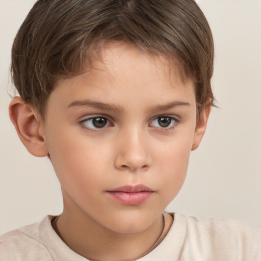 Neutral white child female with short  brown hair and brown eyes