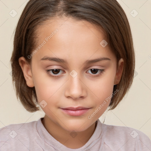 Neutral white child female with medium  brown hair and brown eyes