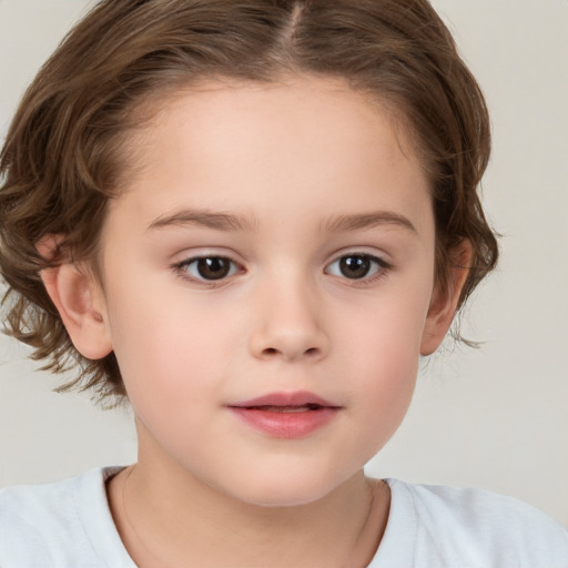 Neutral white child female with medium  brown hair and brown eyes