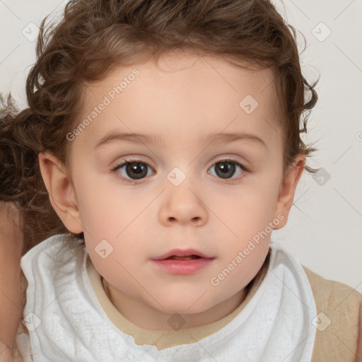 Neutral white child female with medium  brown hair and brown eyes