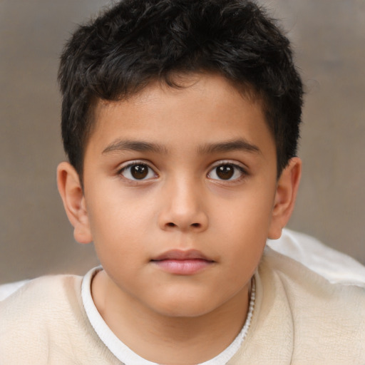 Neutral asian child male with short  brown hair and brown eyes
