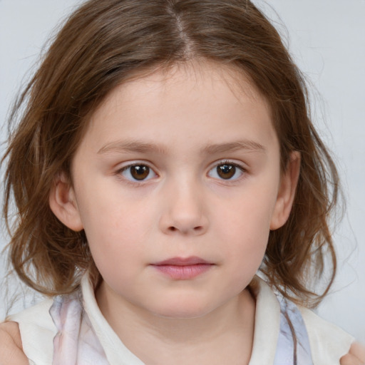 Neutral white child female with medium  brown hair and brown eyes