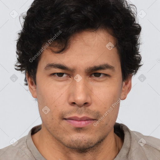 Neutral latino young-adult male with short  brown hair and brown eyes