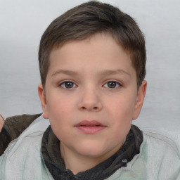 Neutral white child female with short  brown hair and brown eyes