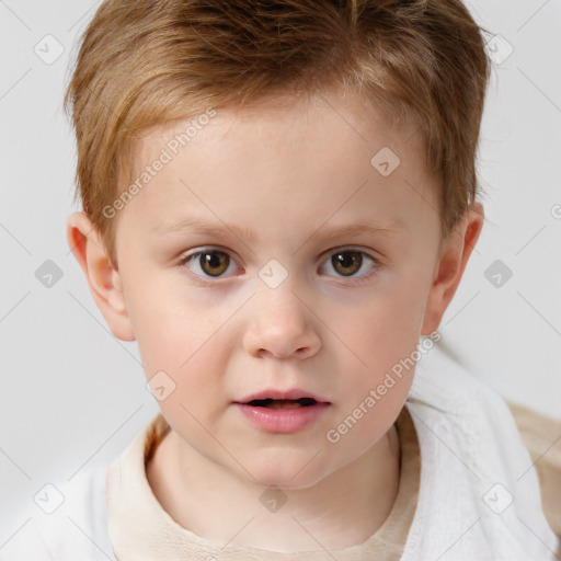 Neutral white child male with short  brown hair and brown eyes