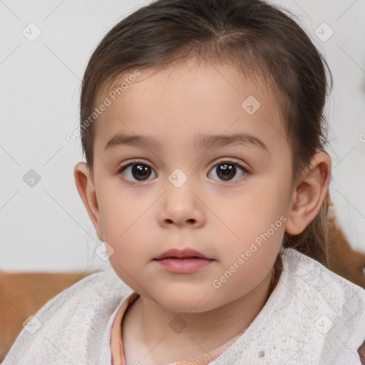 Neutral white child female with short  brown hair and brown eyes