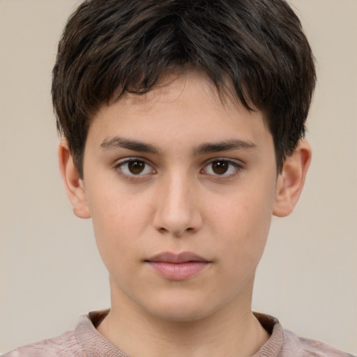 Neutral white child male with short  brown hair and brown eyes