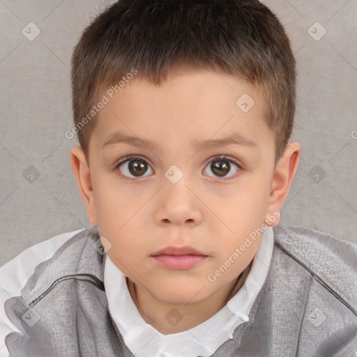 Neutral white child male with short  brown hair and brown eyes