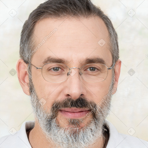 Neutral white adult male with short  brown hair and brown eyes