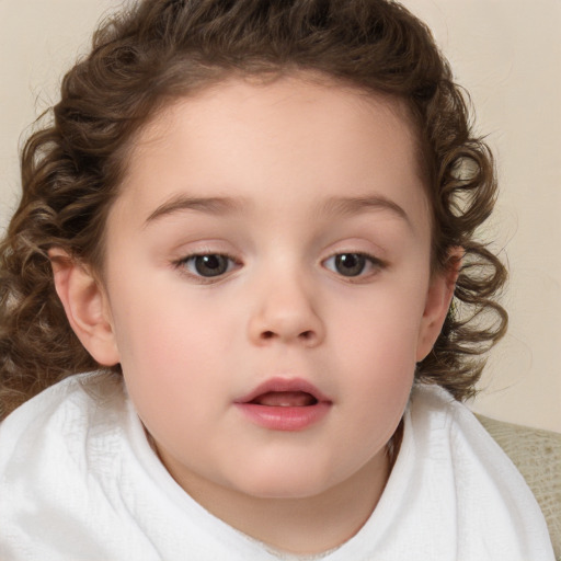 Neutral white child female with medium  brown hair and brown eyes