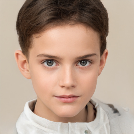 Neutral white child male with short  brown hair and brown eyes