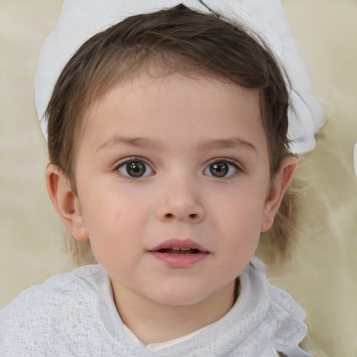 Neutral white child female with medium  brown hair and brown eyes