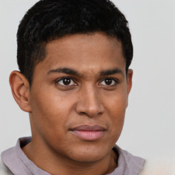 Neutral black young-adult male with short  brown hair and brown eyes