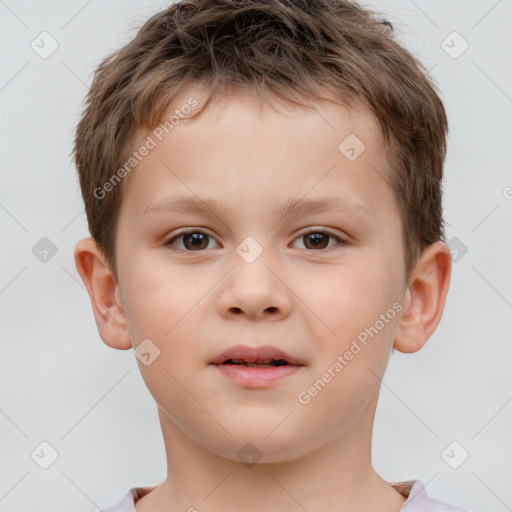 Neutral white child male with short  brown hair and brown eyes