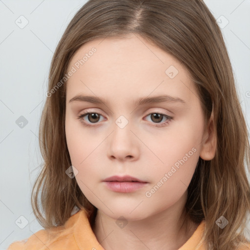 Neutral white child female with medium  brown hair and brown eyes