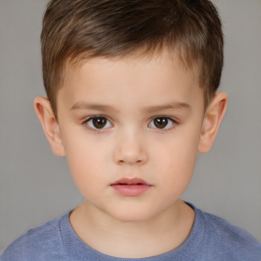 Neutral white child male with short  brown hair and brown eyes