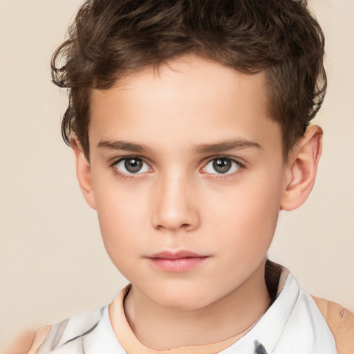 Neutral white child male with short  brown hair and brown eyes