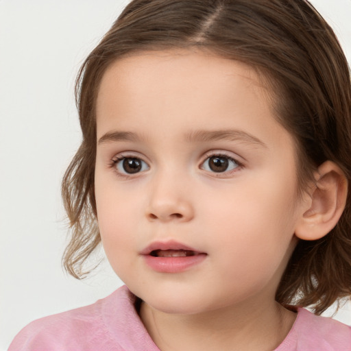 Neutral white child female with medium  brown hair and brown eyes