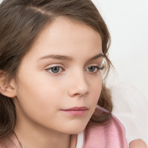 Neutral white child female with medium  brown hair and brown eyes