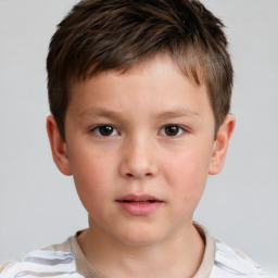 Neutral white child male with short  brown hair and brown eyes