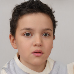 Neutral white child female with short  brown hair and brown eyes