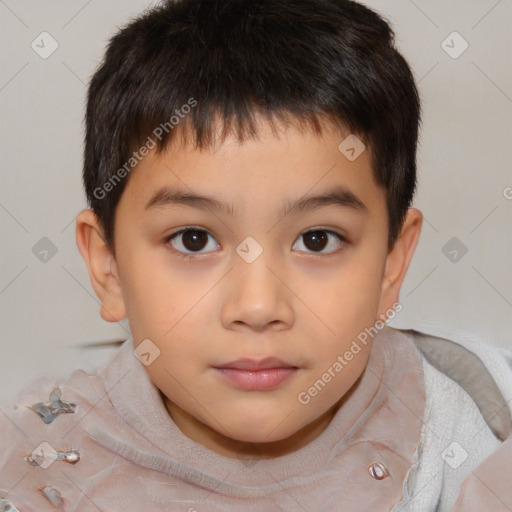 Neutral white child male with short  brown hair and brown eyes