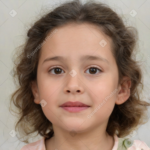 Neutral white child female with medium  brown hair and brown eyes