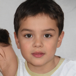 Neutral white child male with short  brown hair and brown eyes