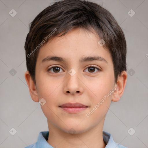 Neutral white child male with short  brown hair and brown eyes