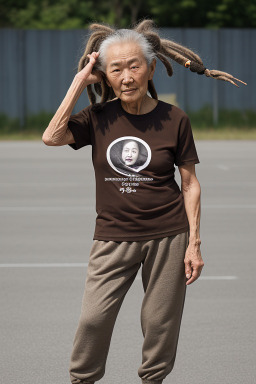 Mongolian elderly female with  brown hair