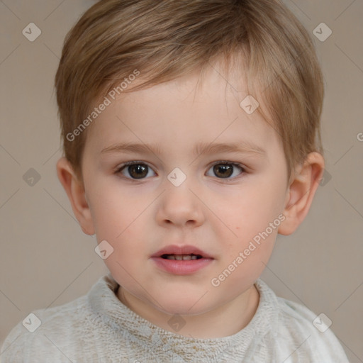 Neutral white child male with short  brown hair and brown eyes