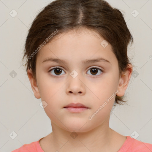 Neutral white child female with short  brown hair and brown eyes