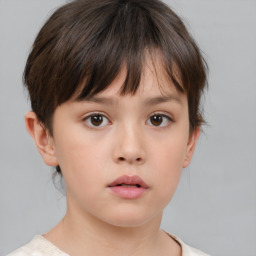 Neutral white child female with short  brown hair and brown eyes