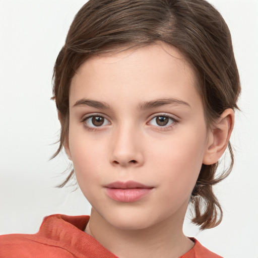 Neutral white child female with medium  brown hair and brown eyes