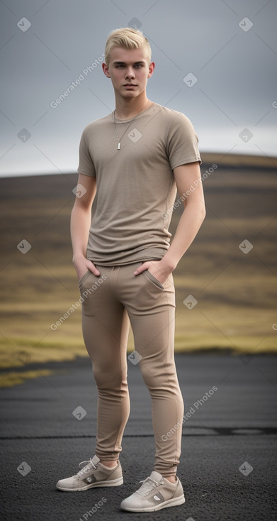 Icelandic young adult male with  blonde hair