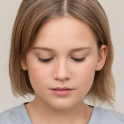 Neutral white child female with medium  brown hair and brown eyes