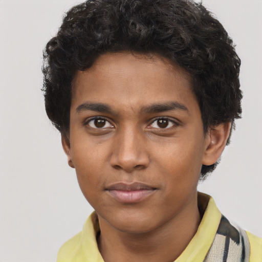 Neutral black young-adult male with short  brown hair and brown eyes