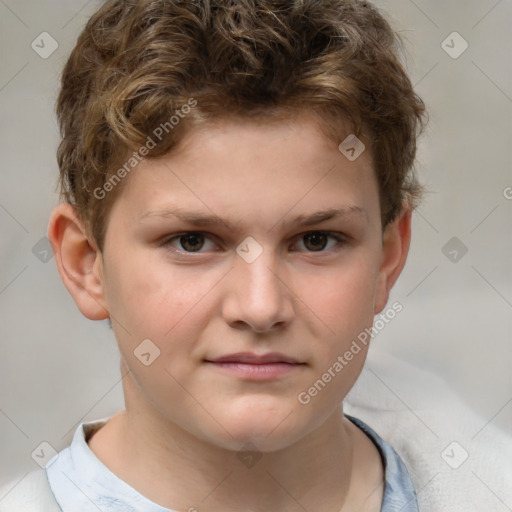 Neutral white child male with short  brown hair and brown eyes