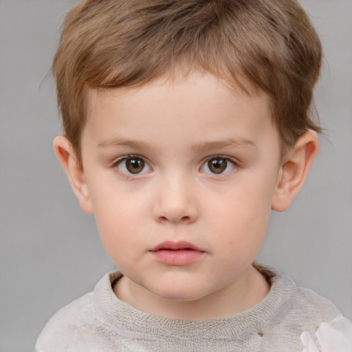 Neutral white child male with short  brown hair and brown eyes