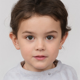 Neutral white child female with short  brown hair and brown eyes