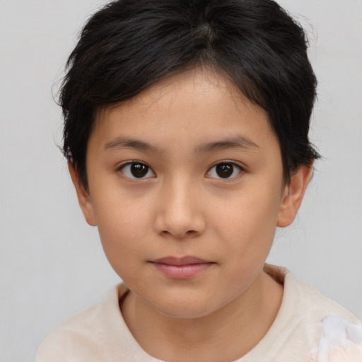 Neutral asian child female with medium  brown hair and brown eyes