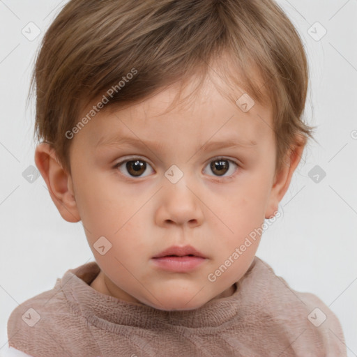 Neutral white child male with short  brown hair and brown eyes