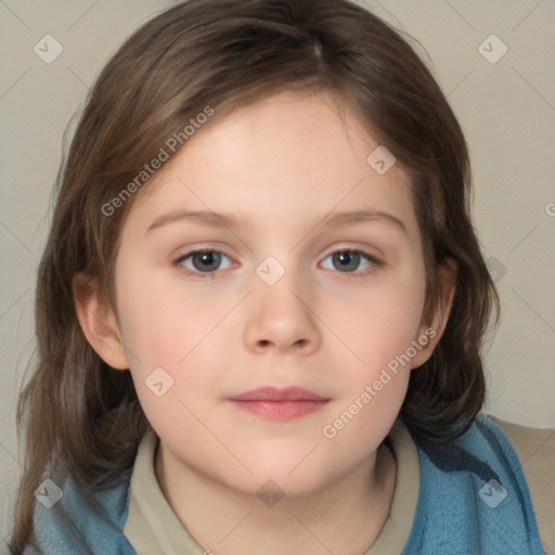 Neutral white child female with medium  brown hair and brown eyes