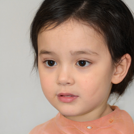 Neutral white child female with medium  brown hair and brown eyes