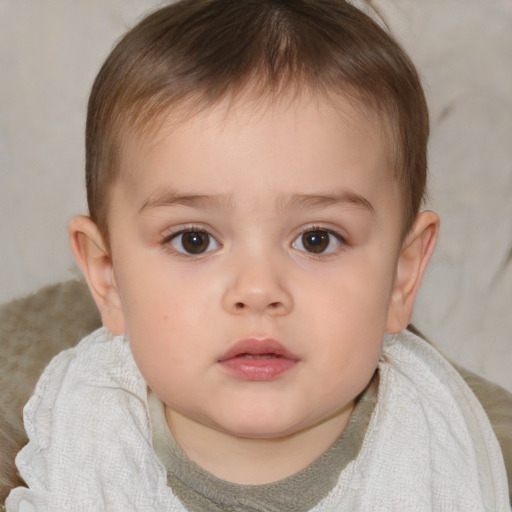 Neutral white child female with short  brown hair and brown eyes